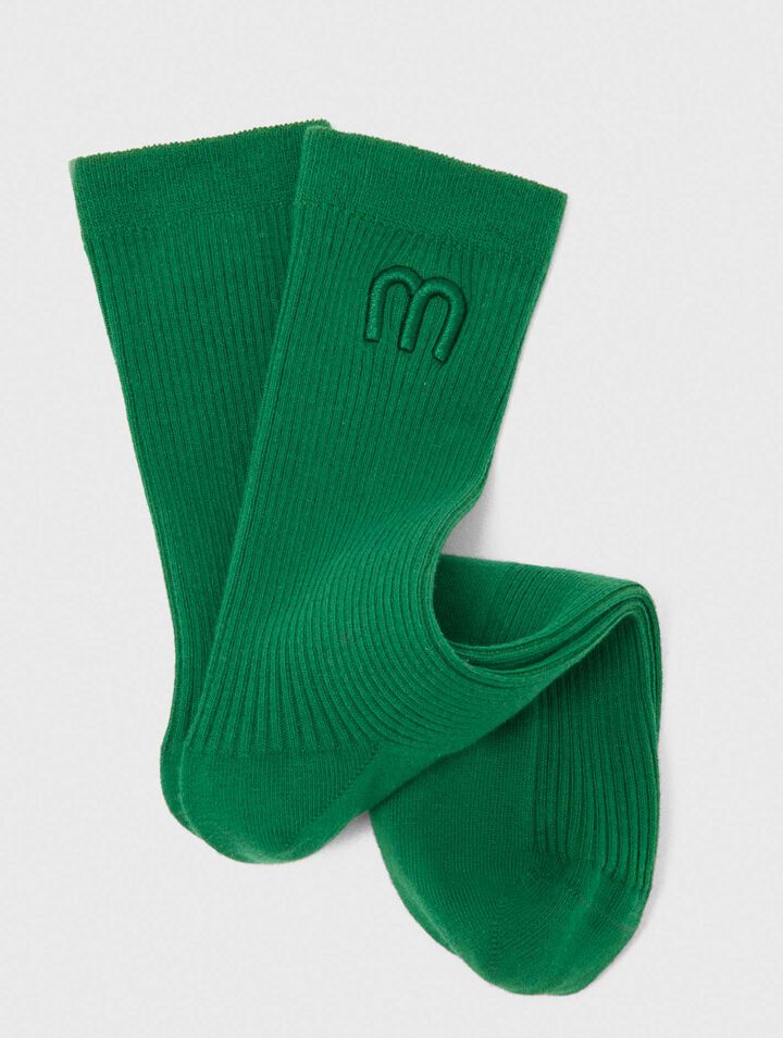 Chaussettes color&eacute;es en coton