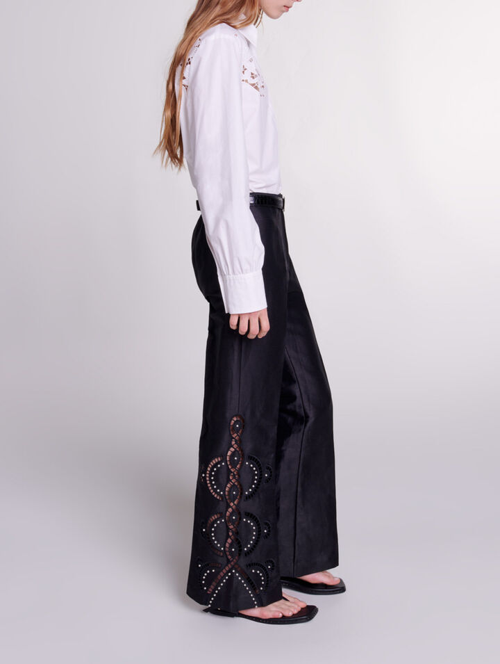 Pantalon évasé ajouré