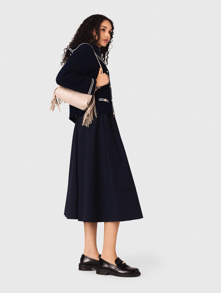 Jupe tailleur mi-longue &agrave; rayures