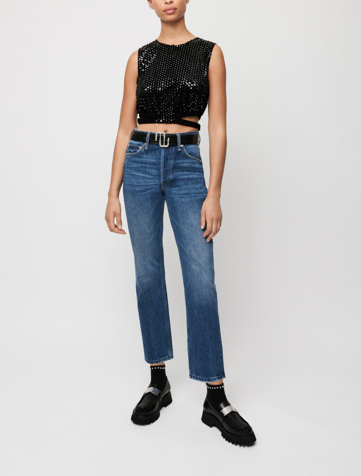 Crop top à sequins