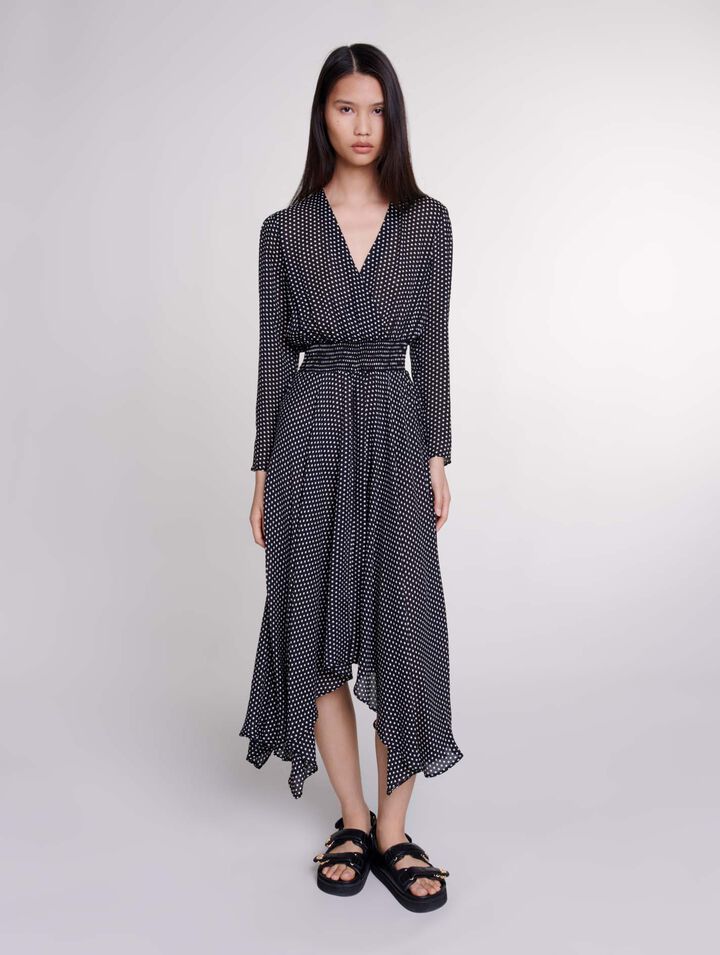 Robe mi-longue à pois