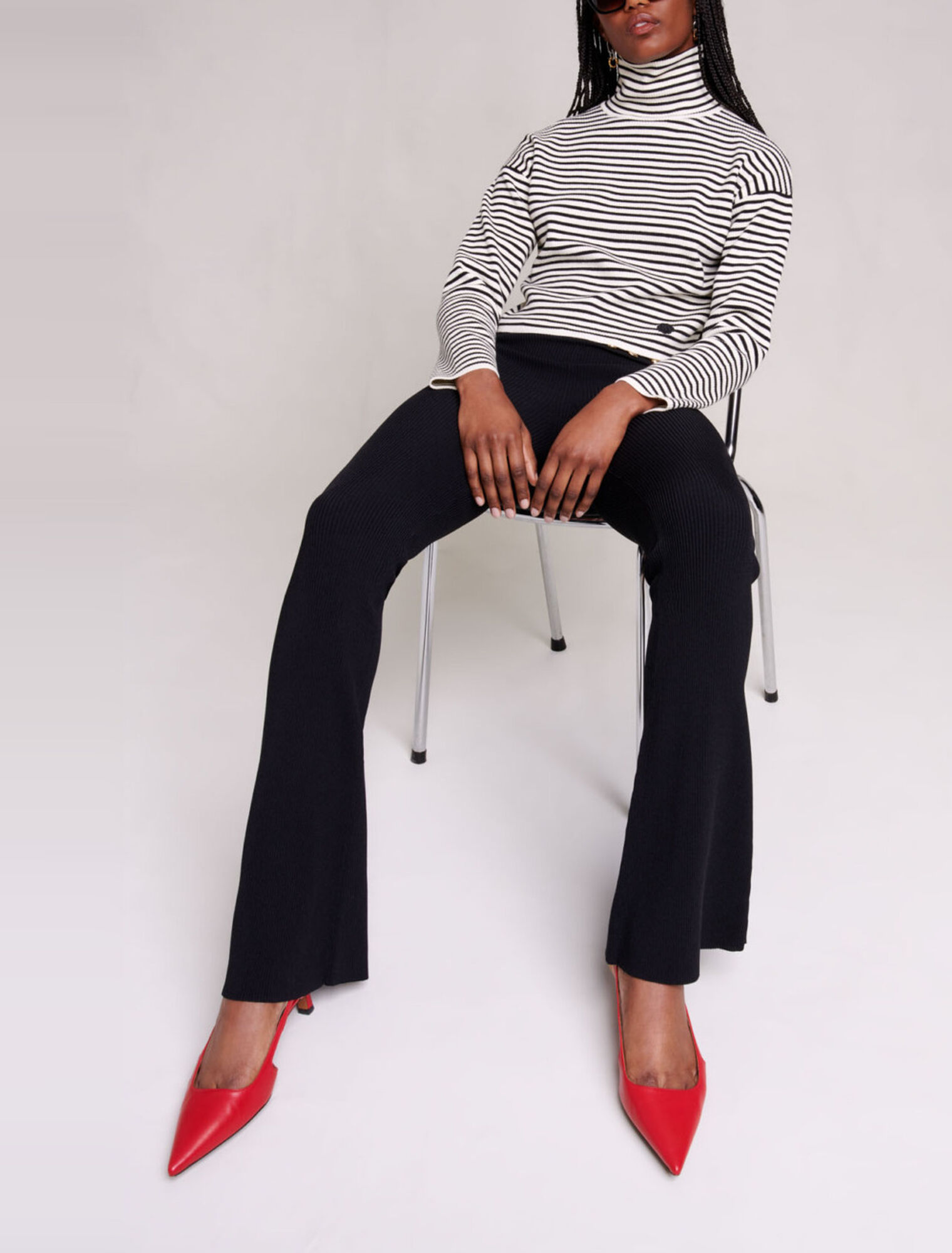 Pantalon en maille côtelée