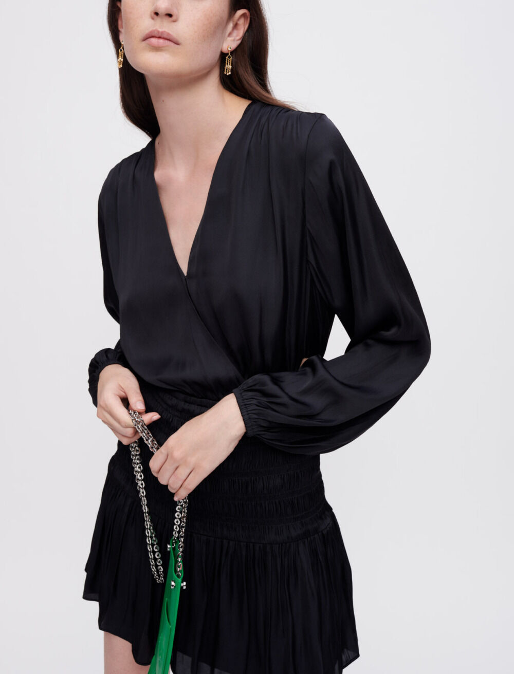 Robe en satin smockee Robes Maje