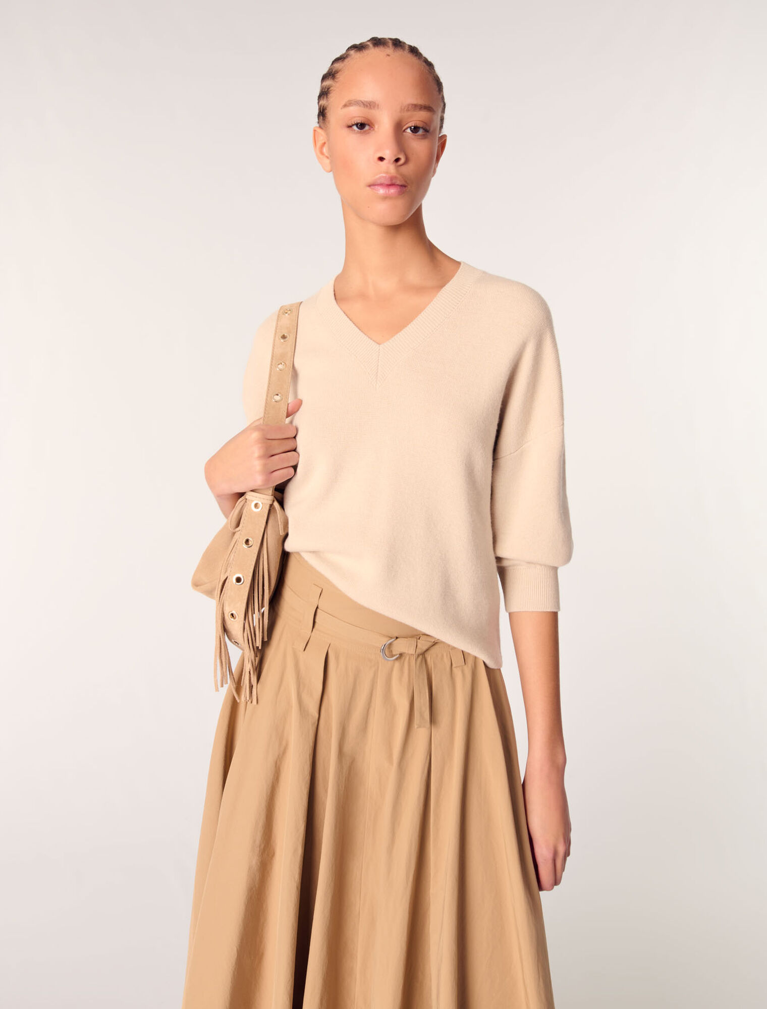Pull col V en laine melangée