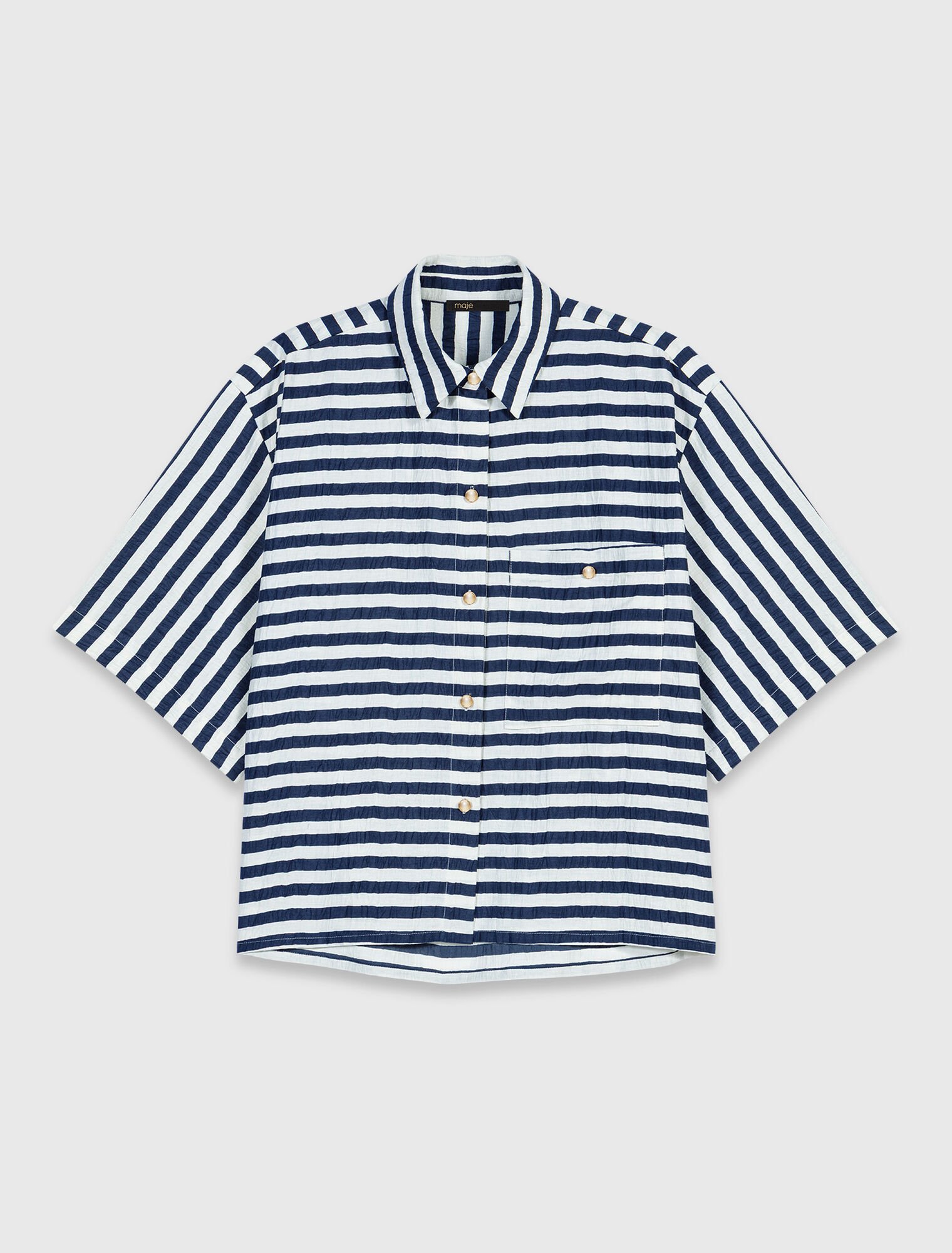 Chemise courte en lin m&eacute;lang&eacute;