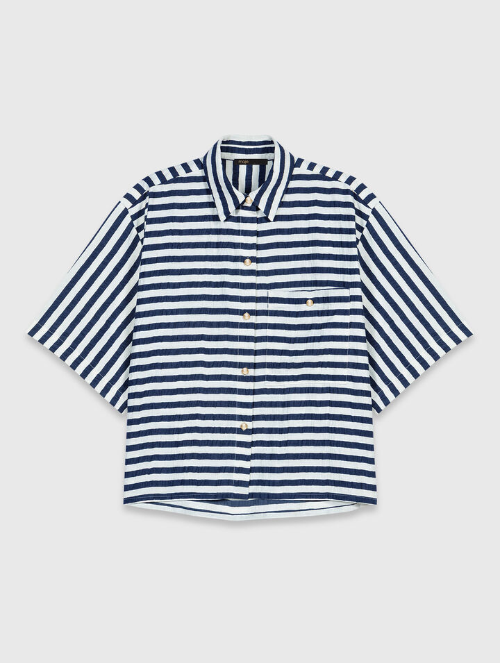 Chemise courte en lin m&eacute;lang&eacute;