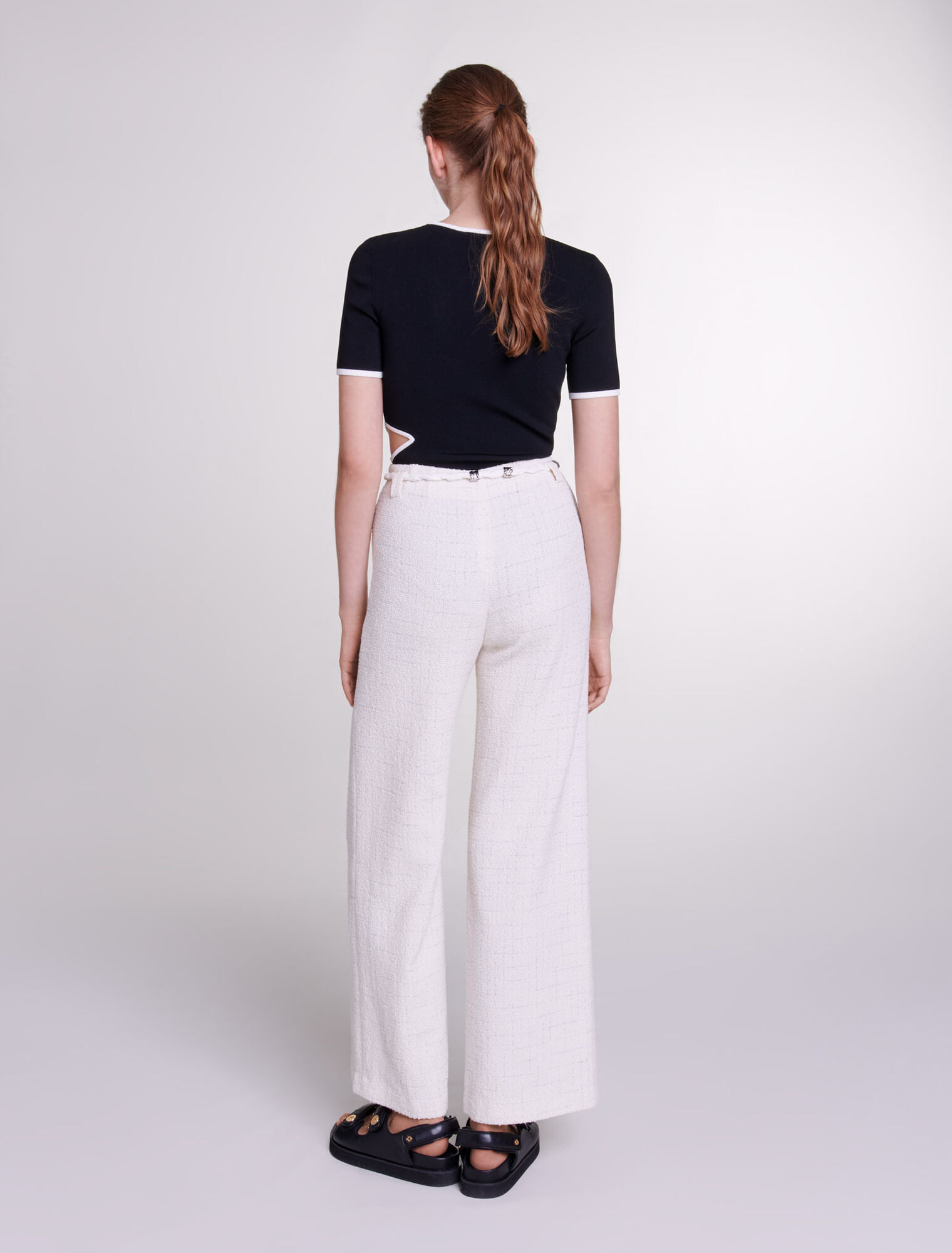 Pantalon en tweed à fils métalisés