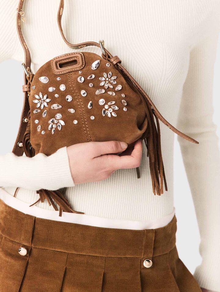Sac Miss M micro en suède à strass