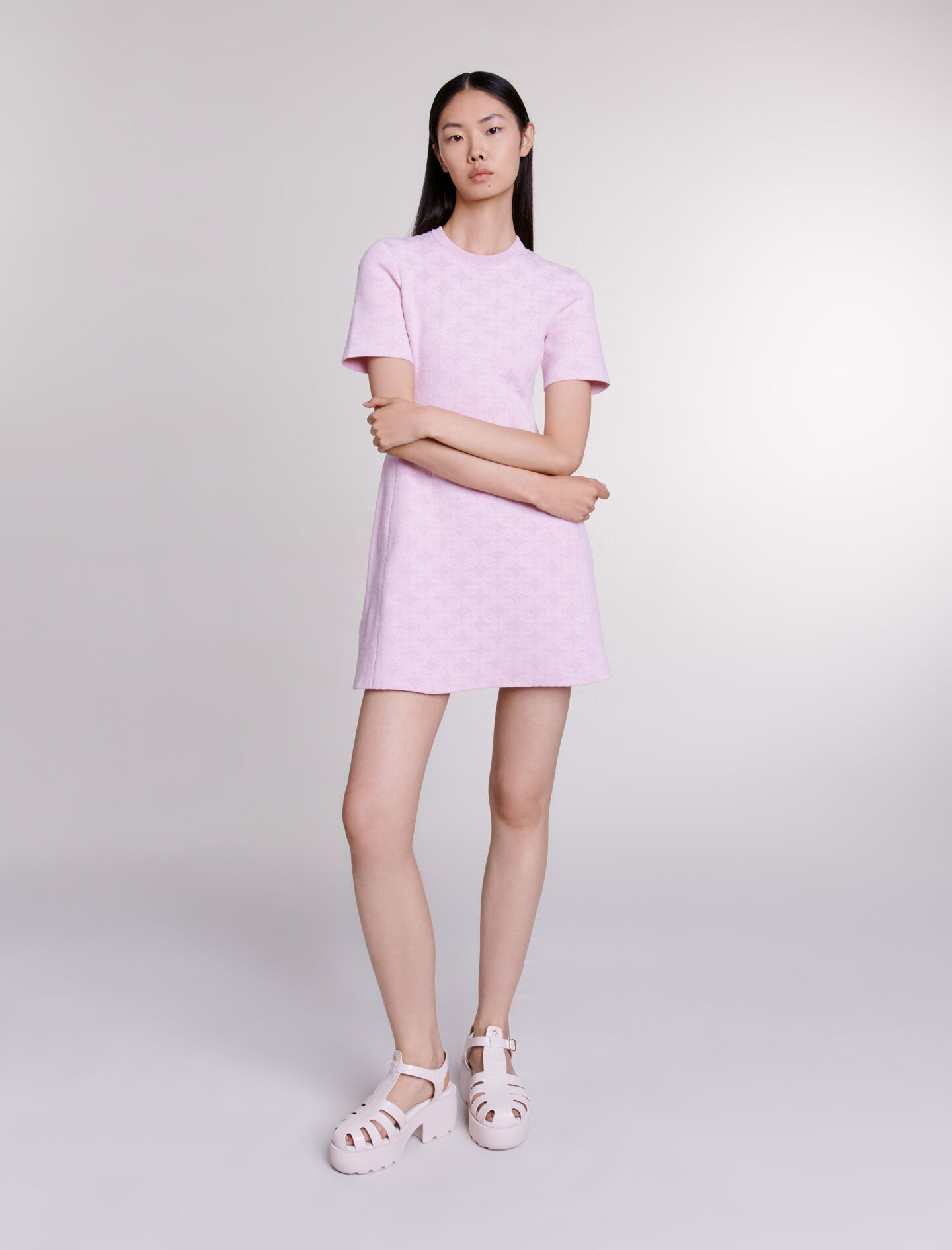 Robe courte en maille jacquard