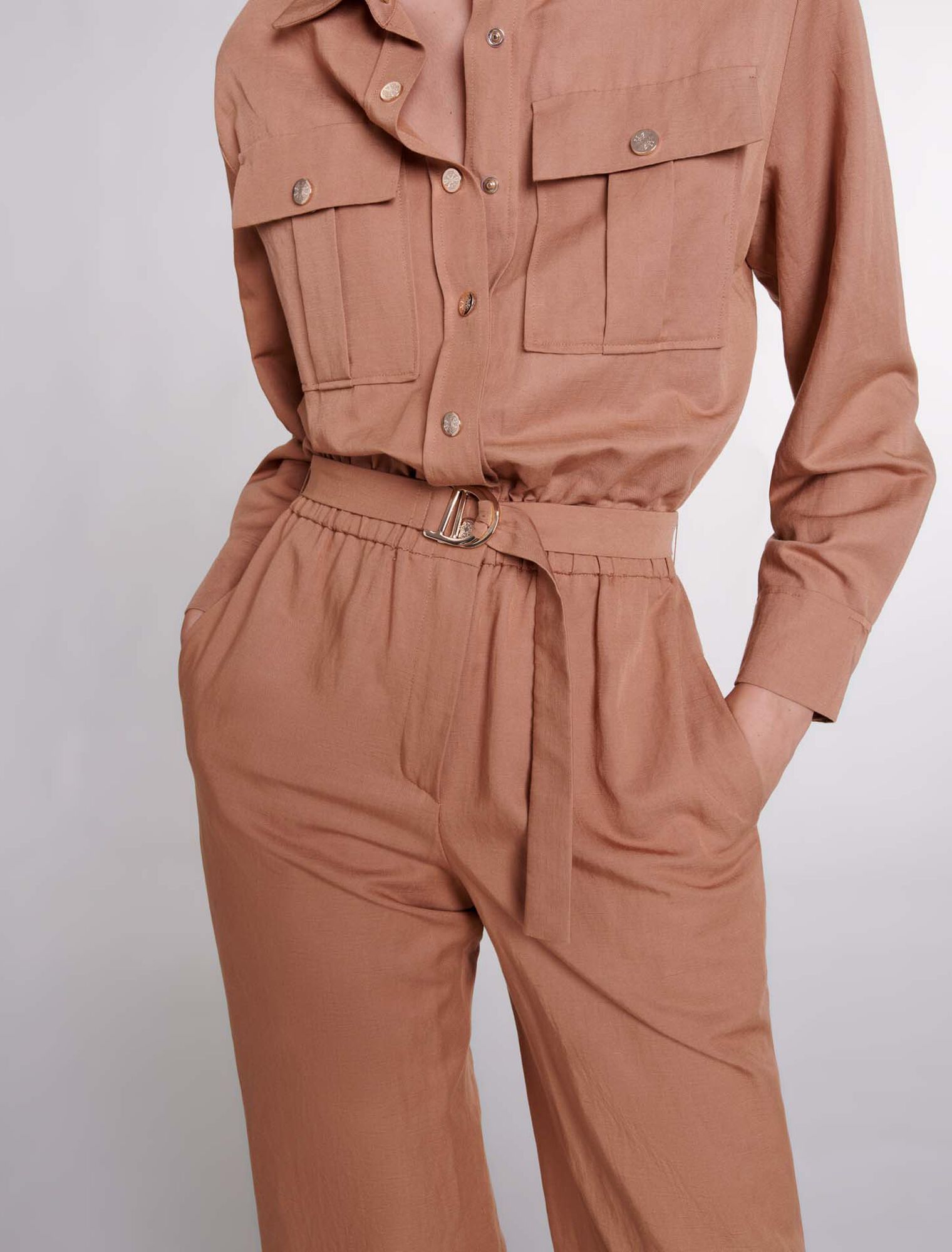 Combinaison pantalon en lin mélangé