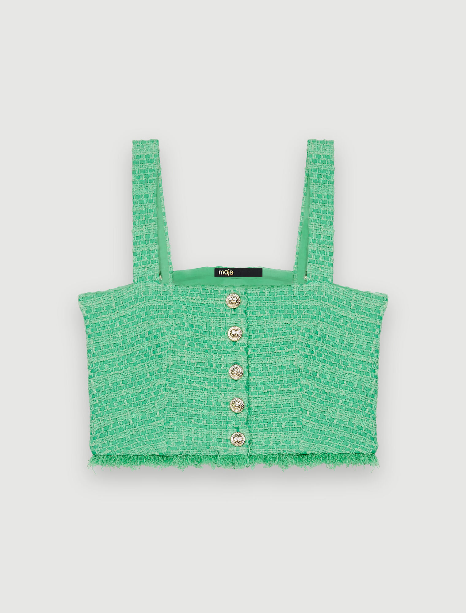 Crop top à bretelles en tweed
