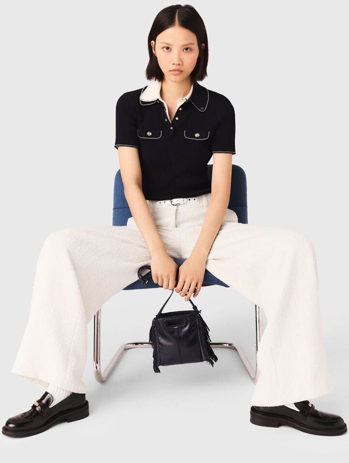 Pantalon large en tweed