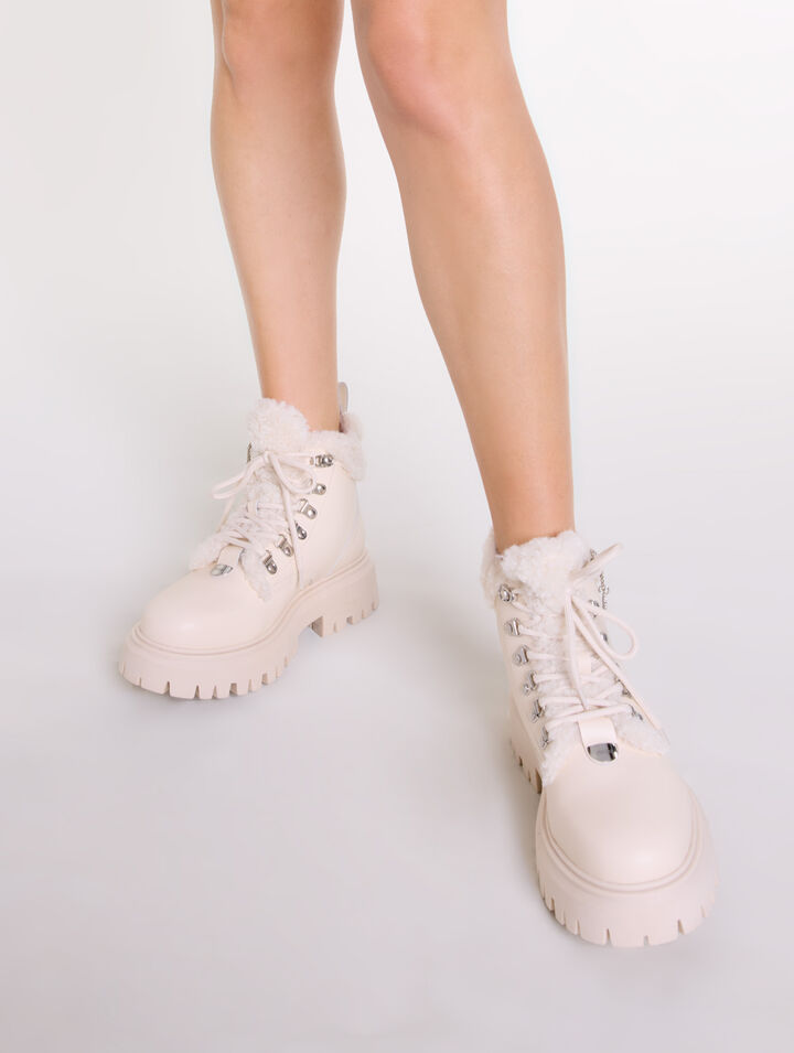 Bottines chunky en fausse fourrure