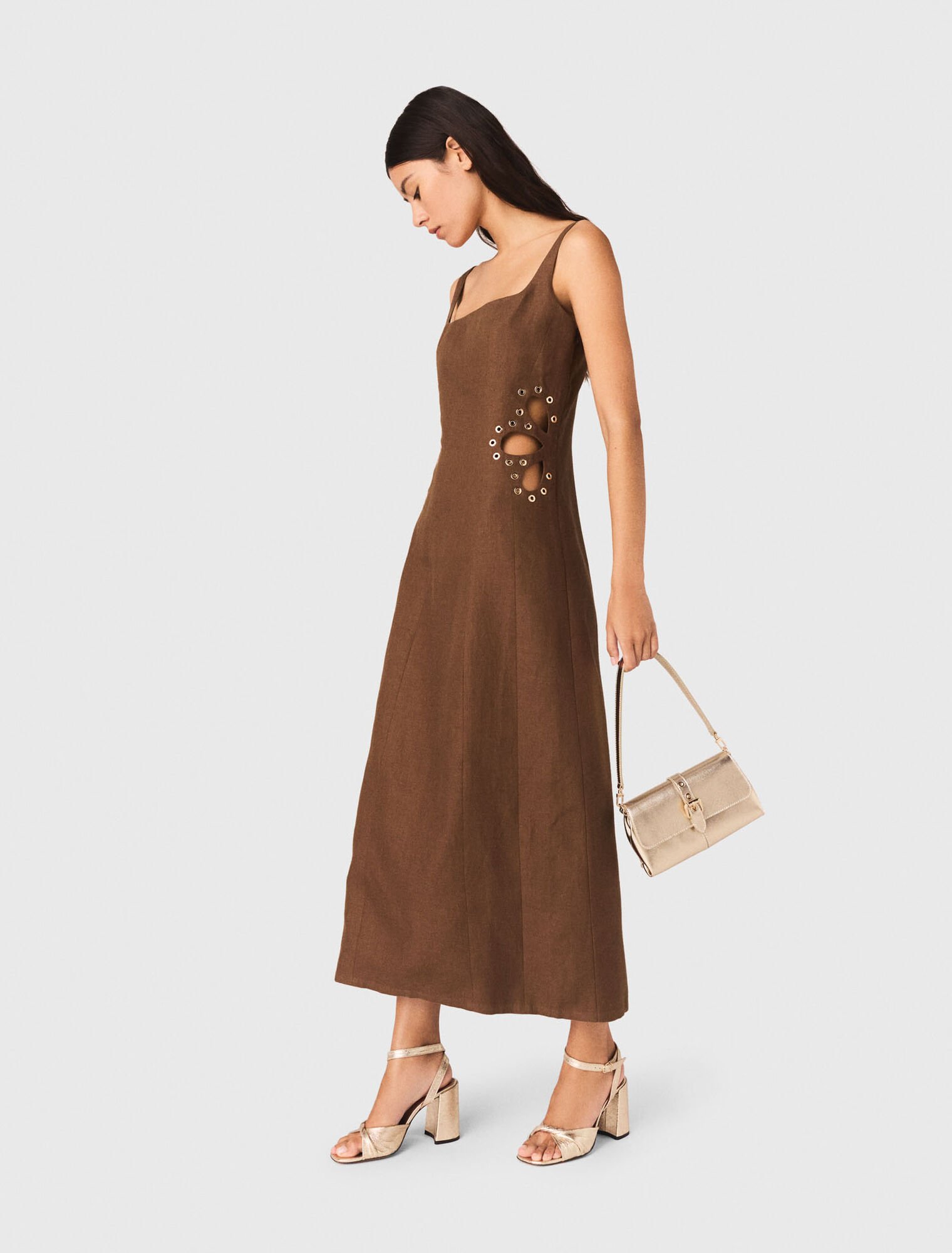 Robe longue en lin m&eacute;lang&eacute;