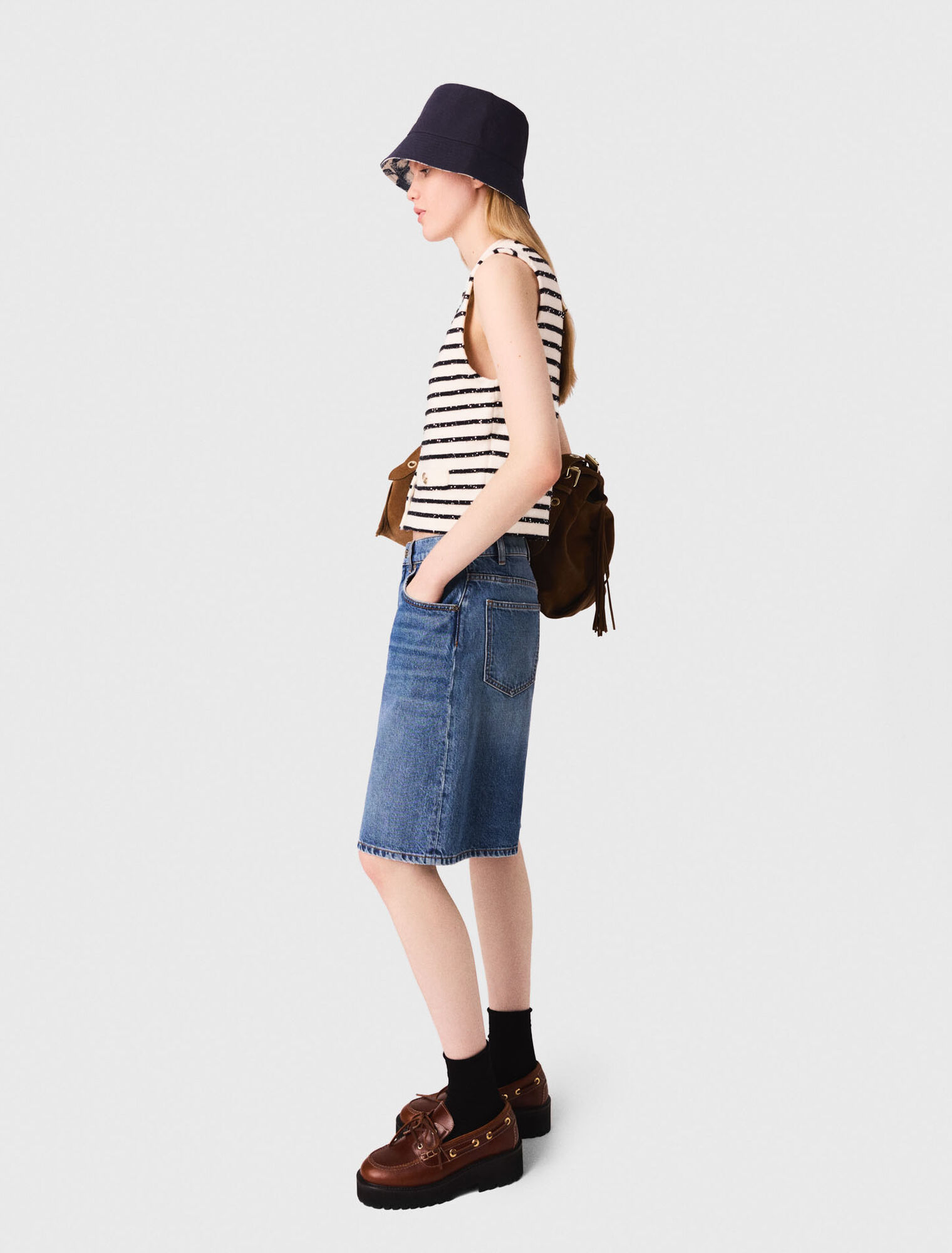 Top &agrave; rayures en laine m&eacute;lang&eacute;