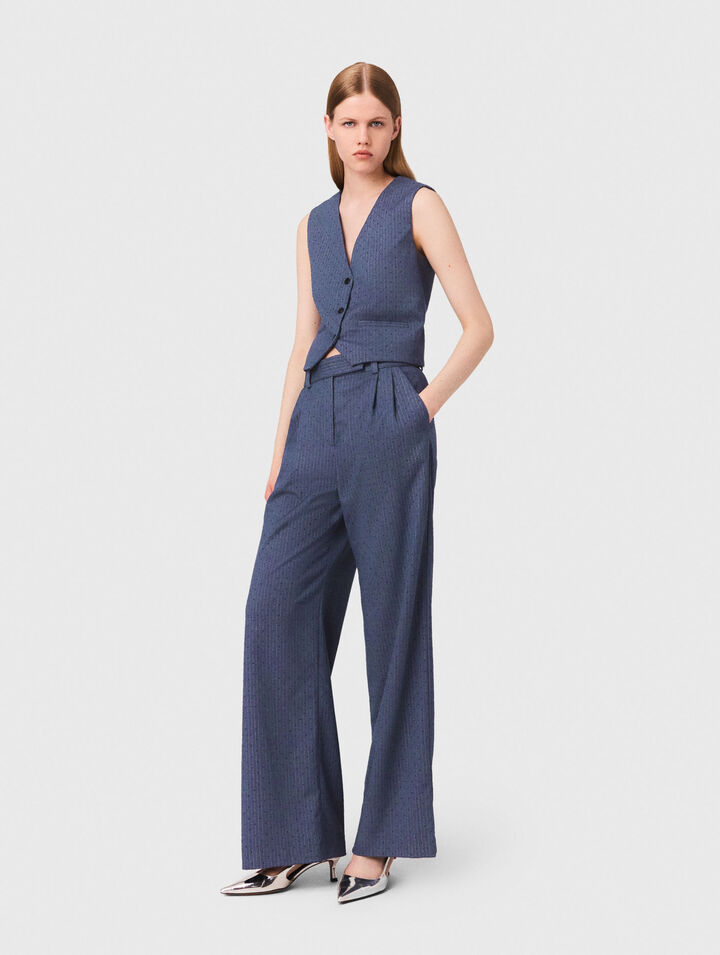 Pantalon tailleur à strass