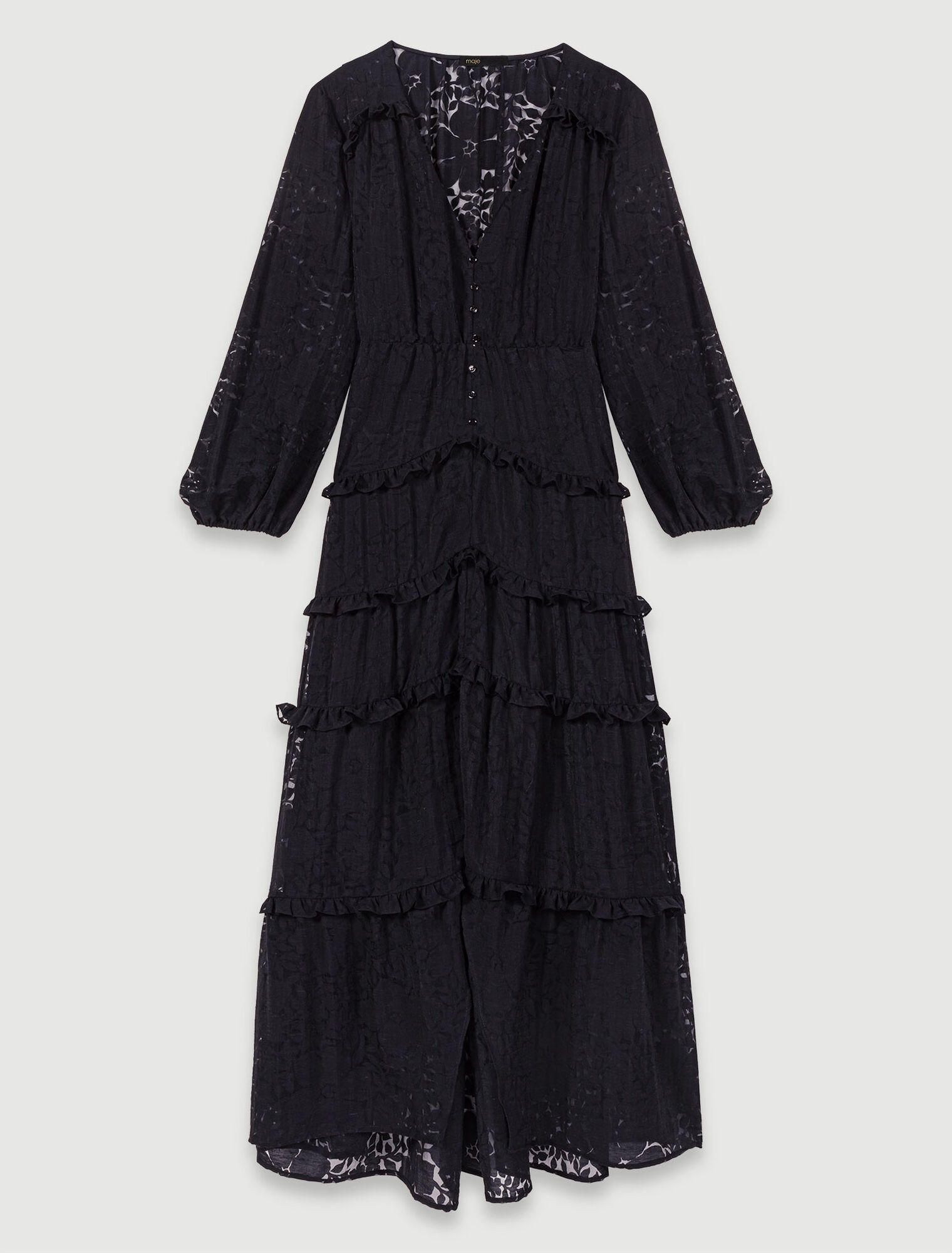 Robe longue volantée à motif