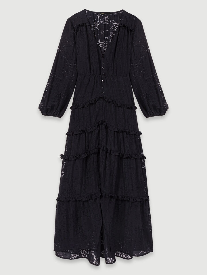 Robe longue volantée à motif