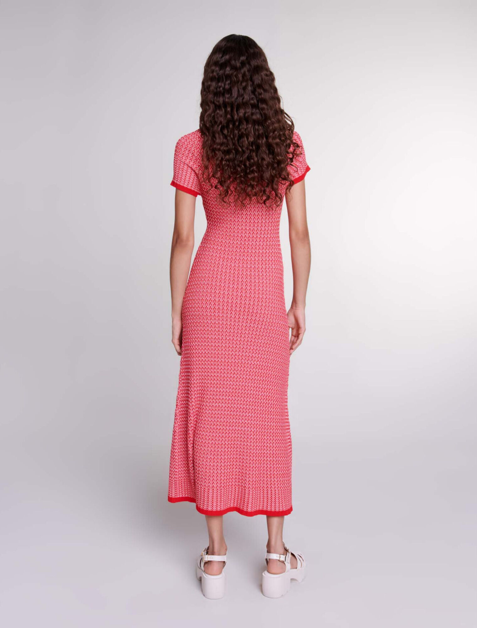 Robe longue en maille chevrons