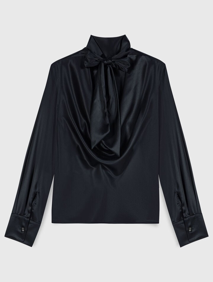 Top satin col montant