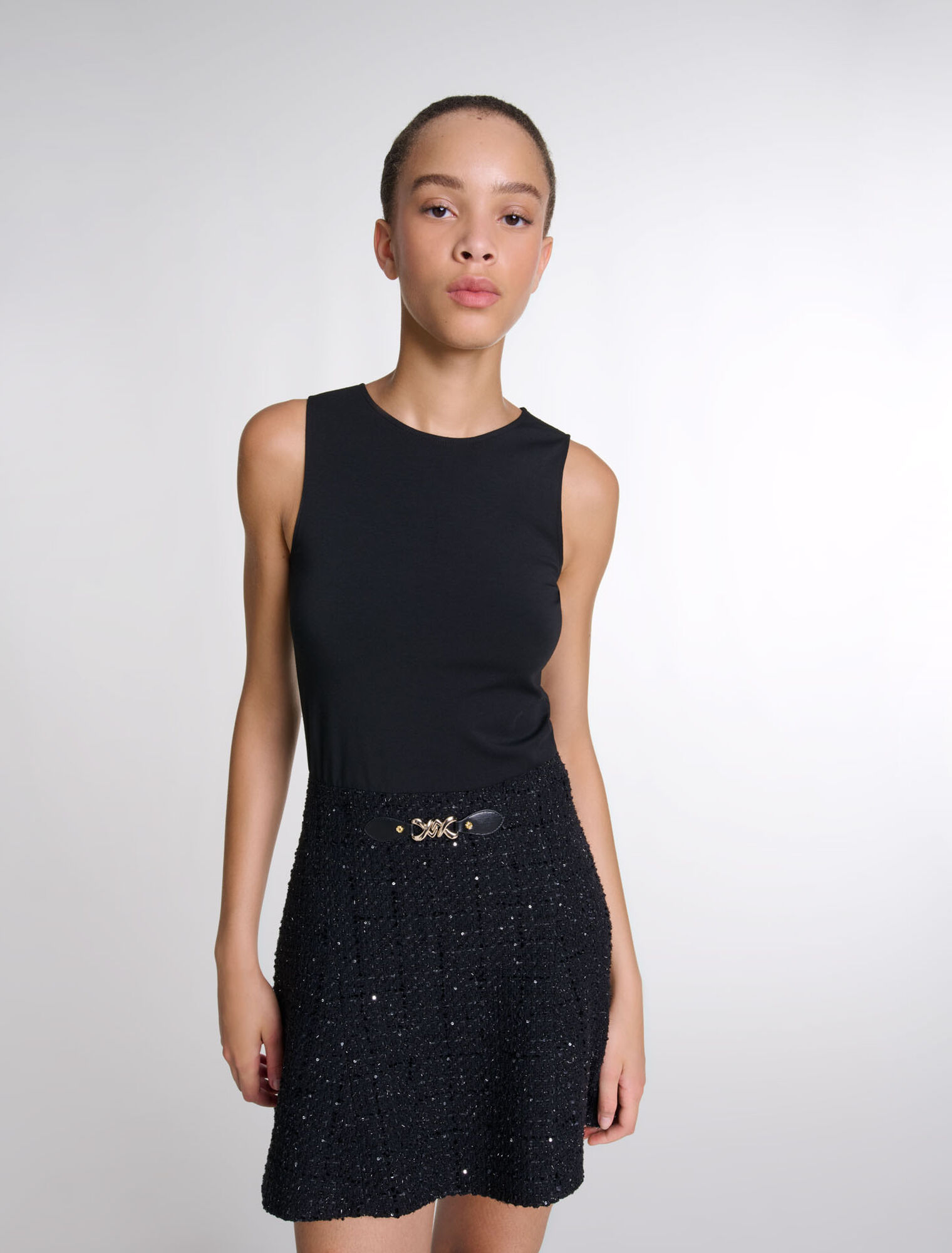 Robe courte 2-en-1 en tweed