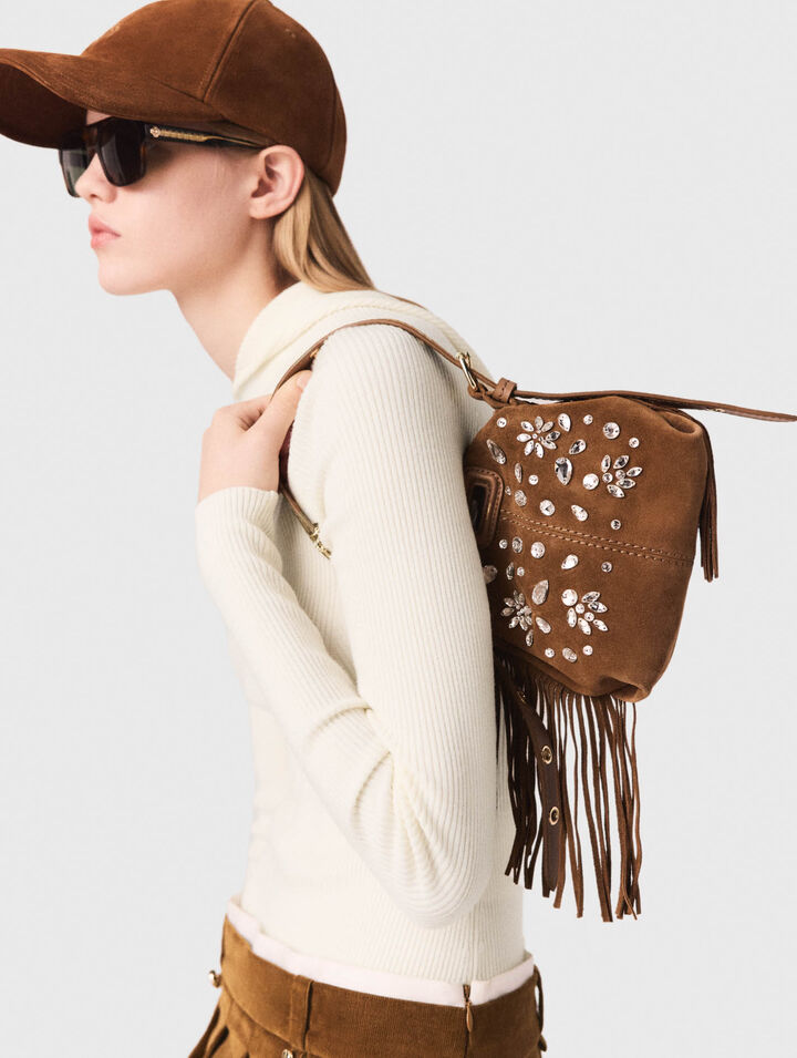 Sac Miss M micro en suède à strass