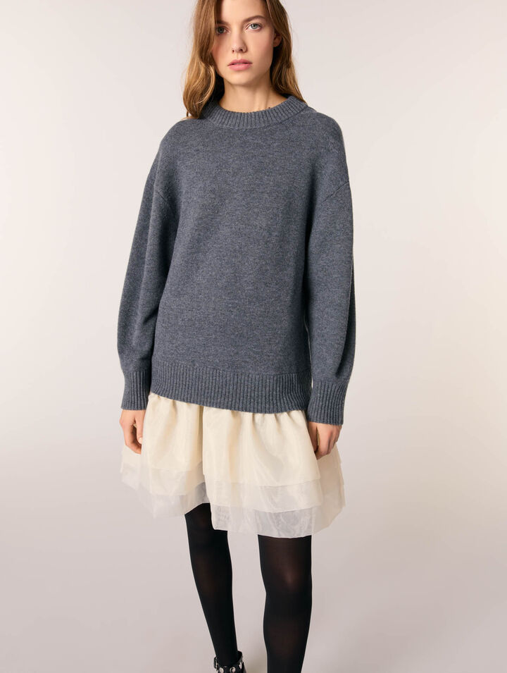 Robe bi-matière laine et organza
