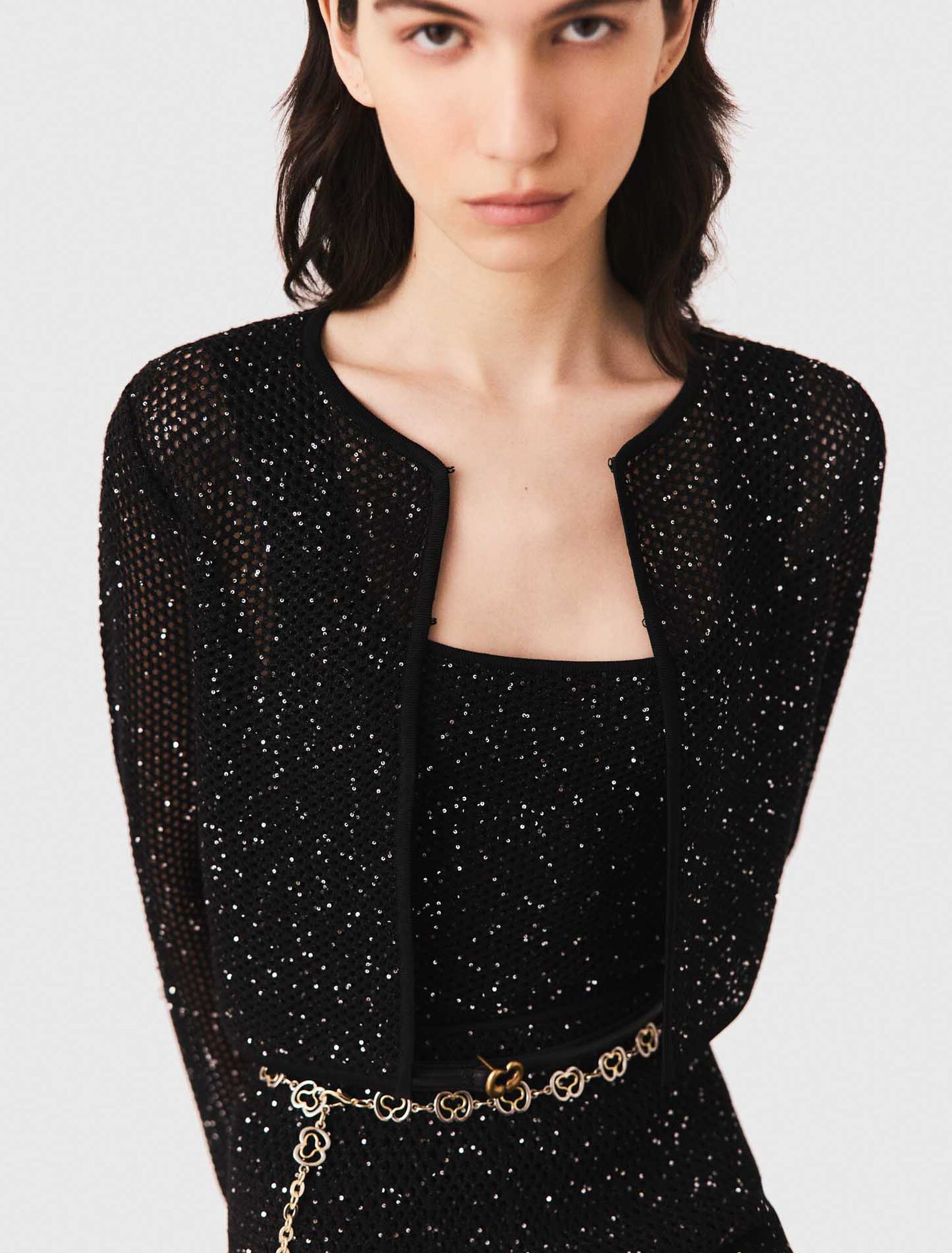 Cardigan en maille strass&eacute;e