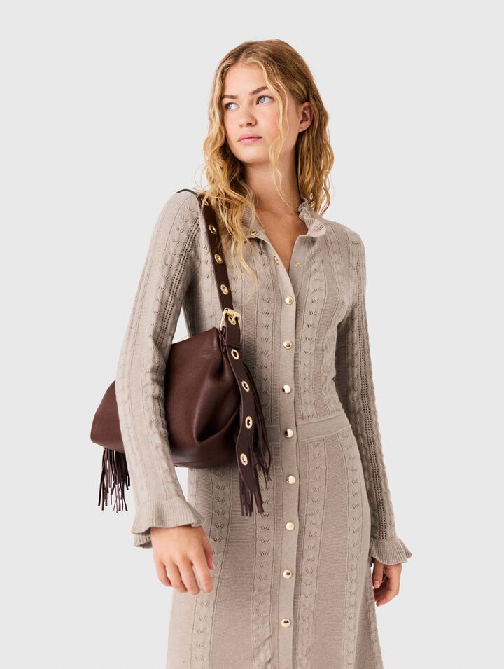 Robe longue en maille textur&eacute;e