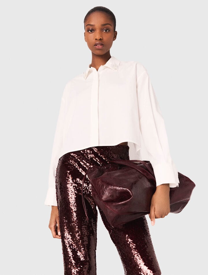 Sac M Tote en cuir craquelé