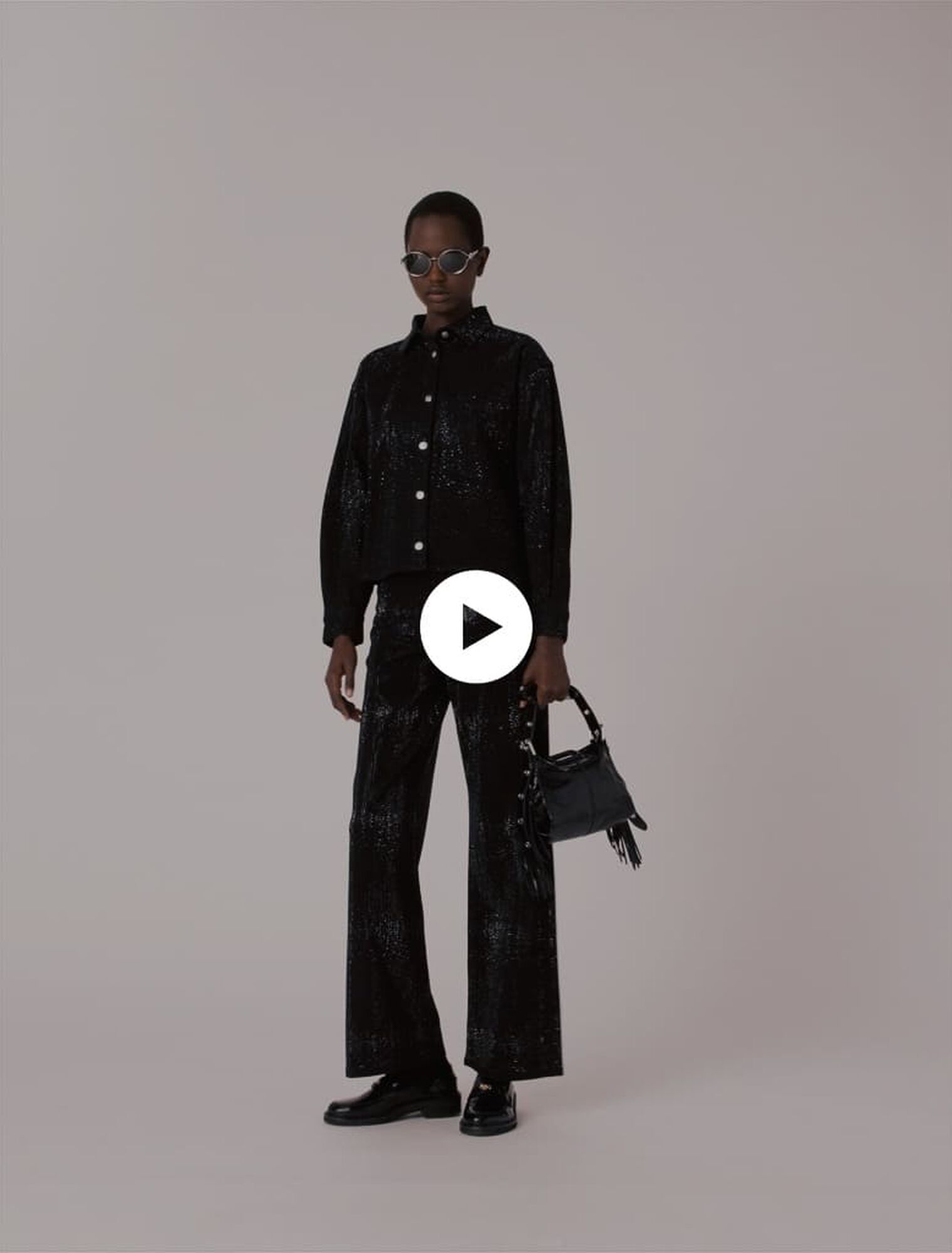 Chemise en denim strassée