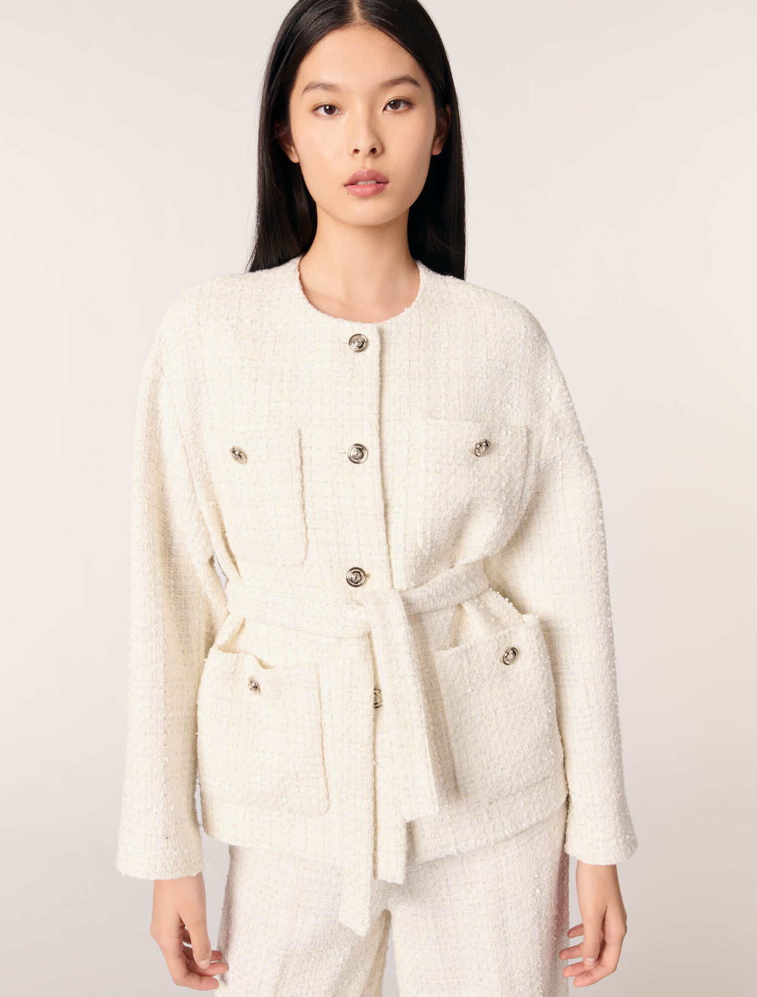 Veste ceinturée en tweed