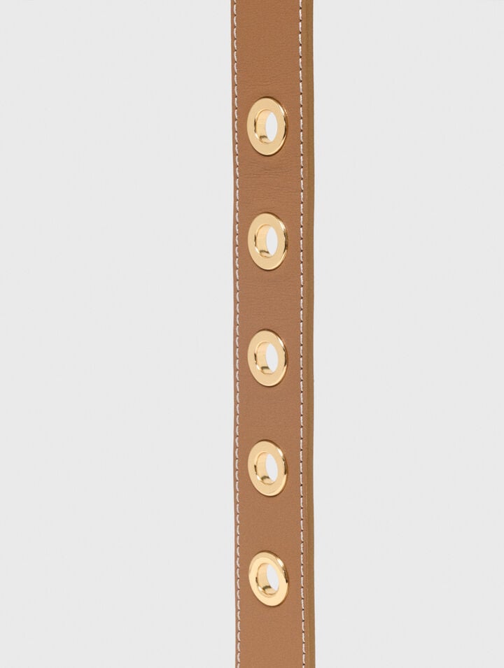 Ceinture en cuir &agrave; &oelig;illets