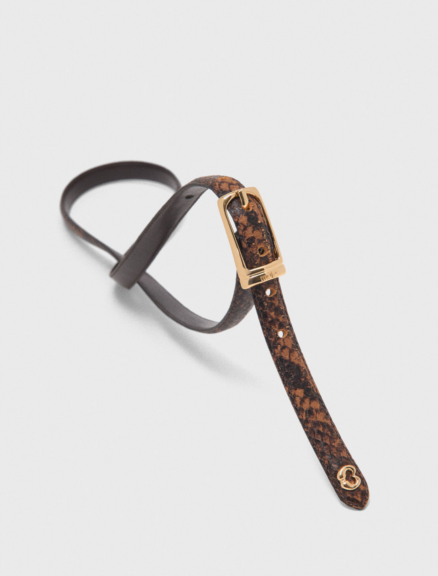 Ceinture fine en cuir emboss&eacute;
