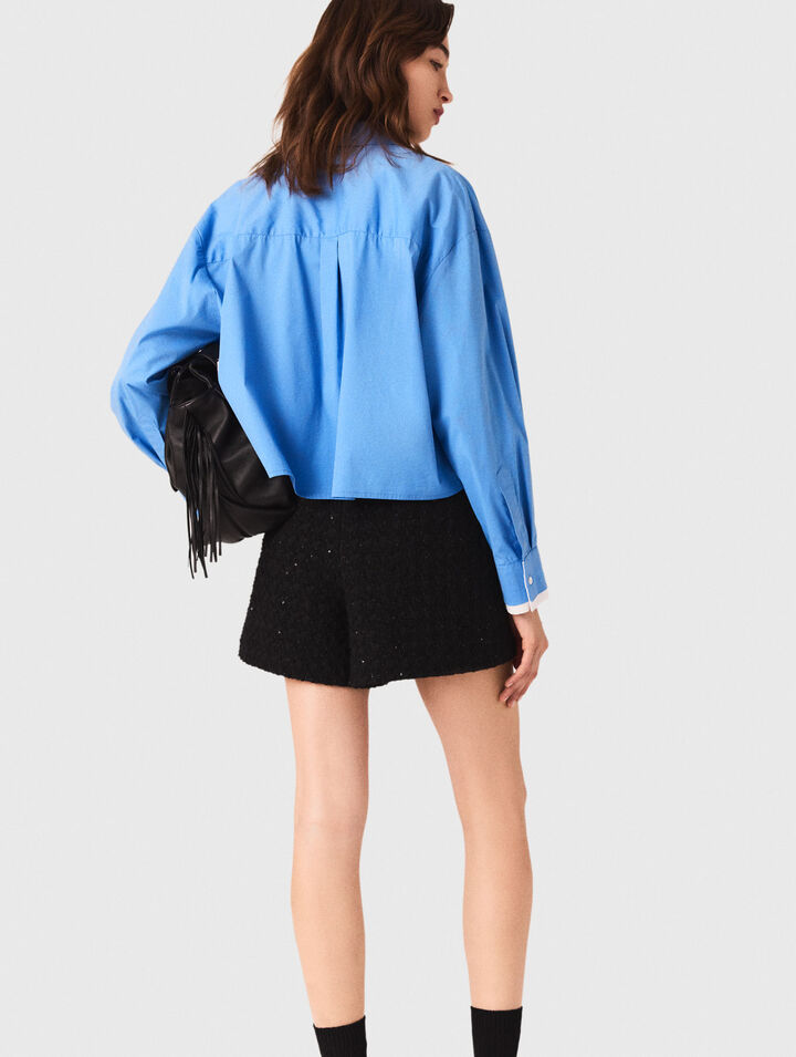 Short en tweed avec strass