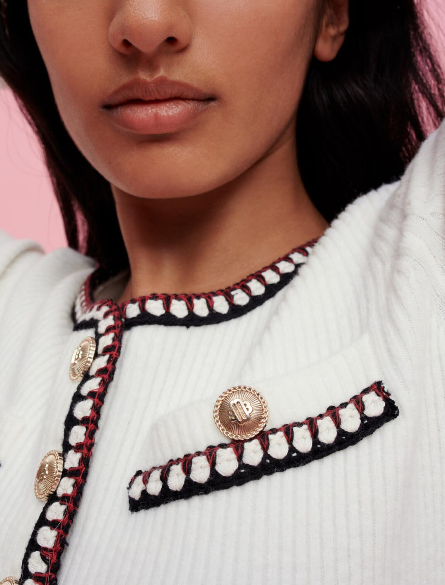 Robe en maille à côtes et à contrastes