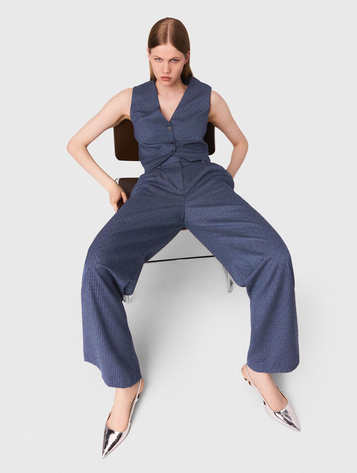 Pantalon tailleur à strass