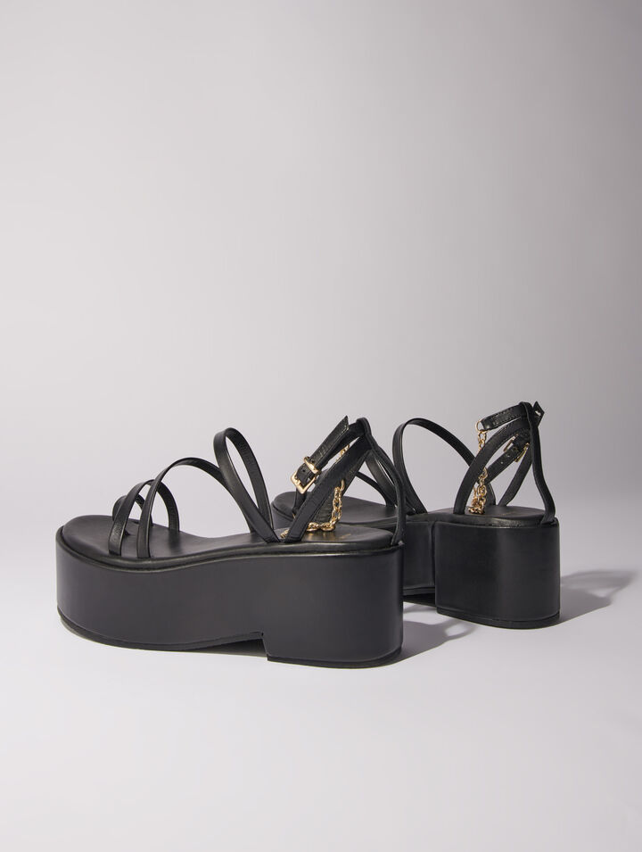 Sandales compensées en cuir
