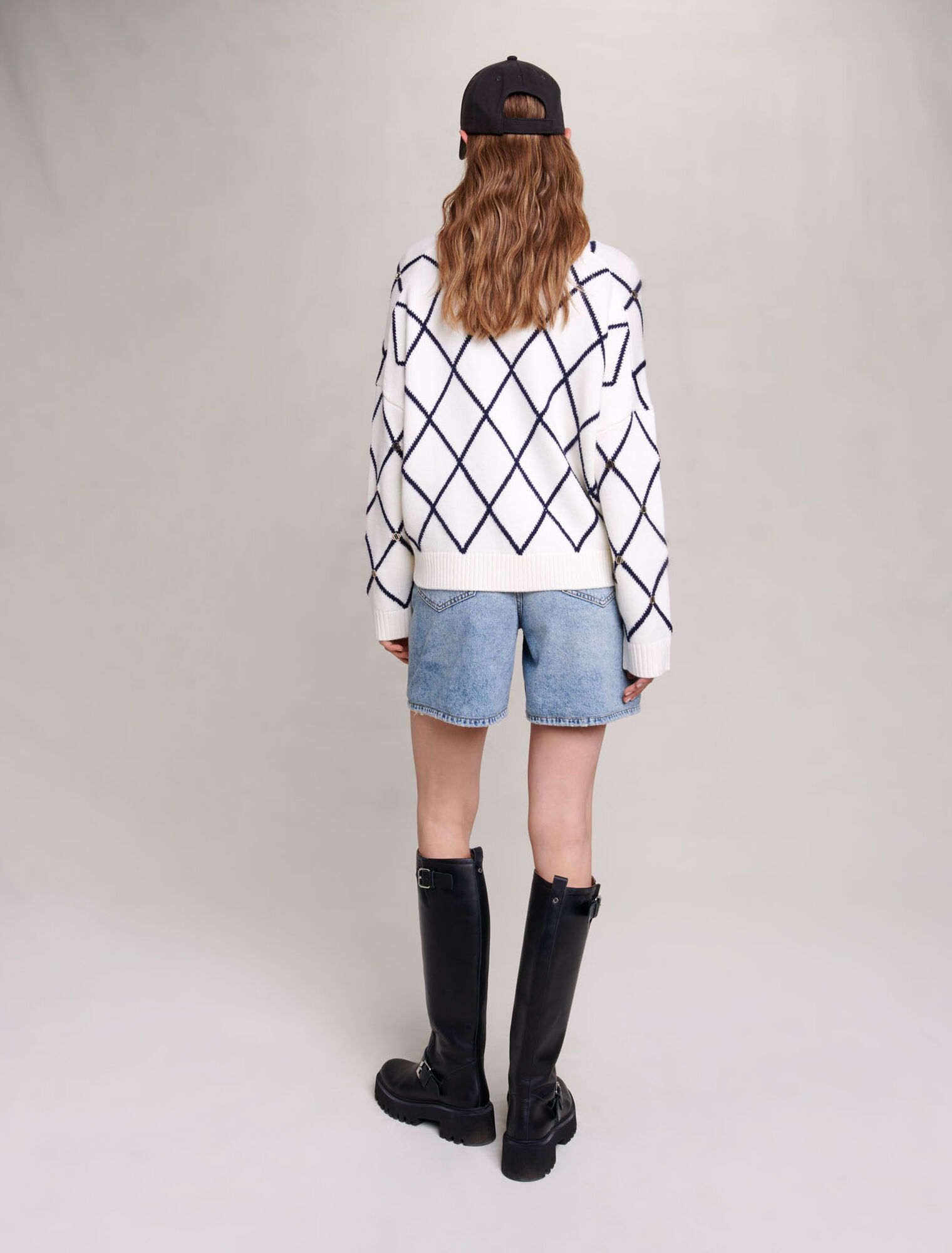 Cardigan en maille à motif losange