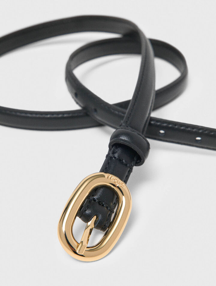 Ceinture cuir fine &agrave; boucle ovale