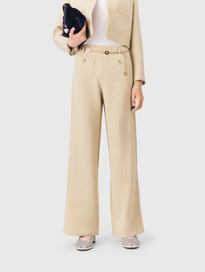 Pantalon tailleur en lin m&eacute;lang&eacute;