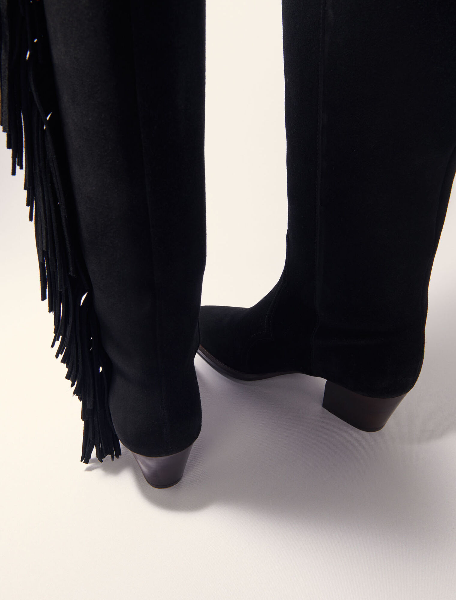Bottes western en suède à franges