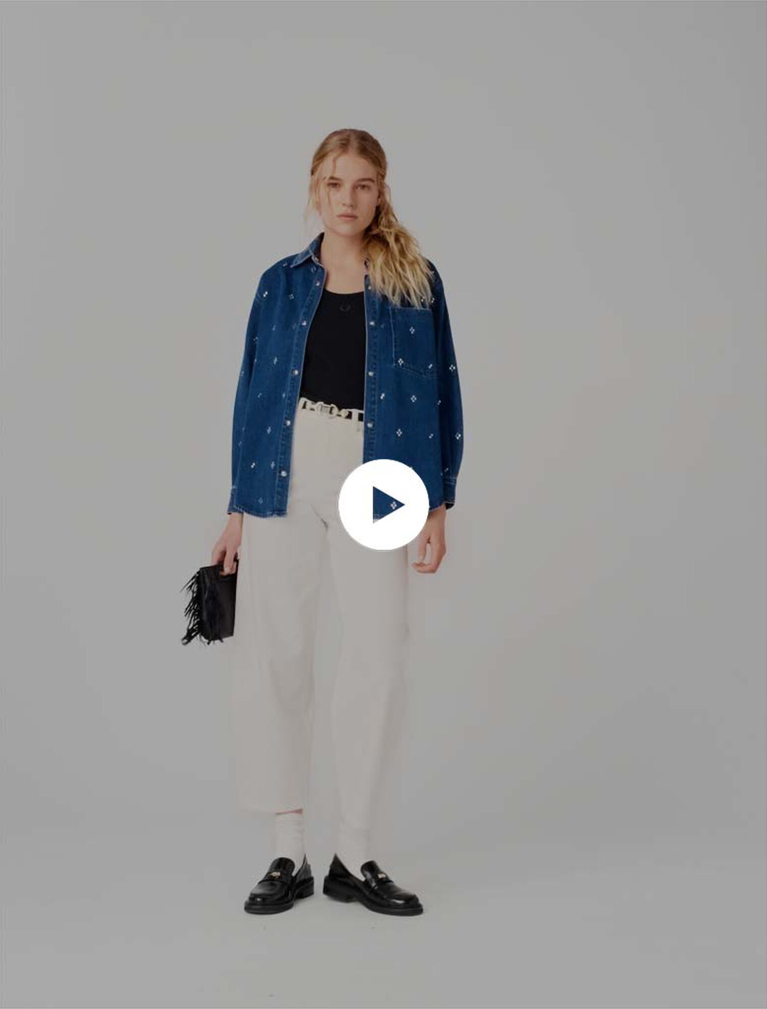 Chemise en denim strass&eacute;
