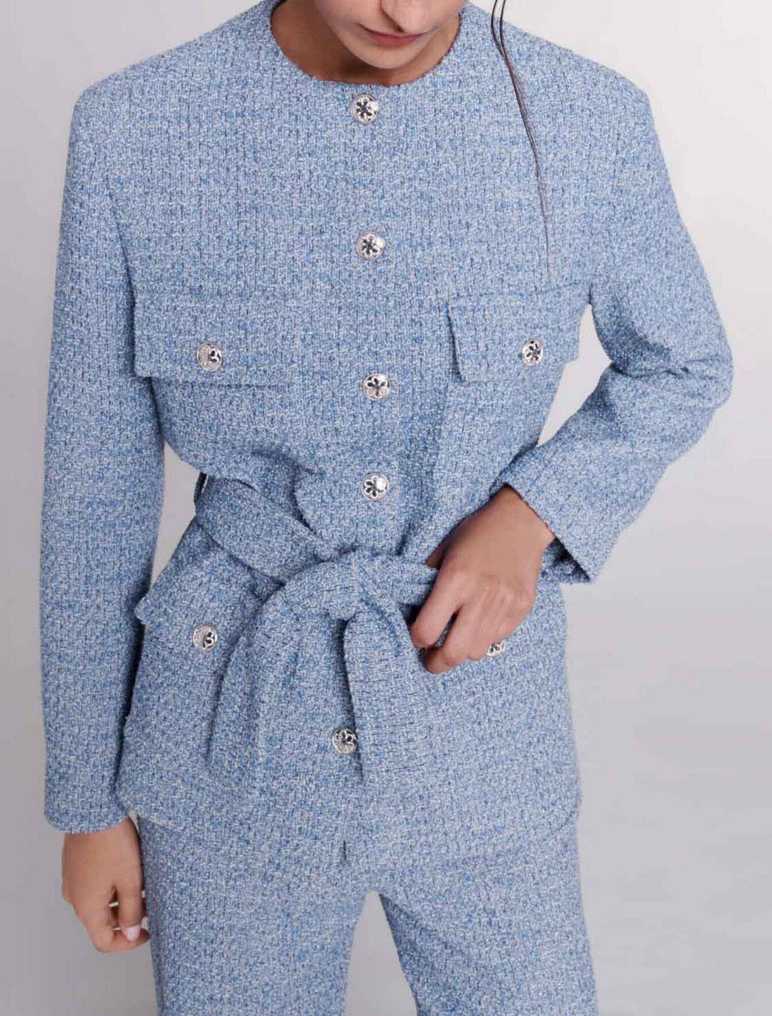 Veste ceinturée en tweed