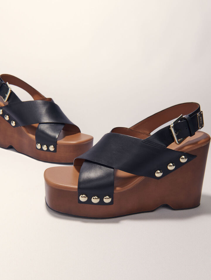 Sandales compensées en cuir