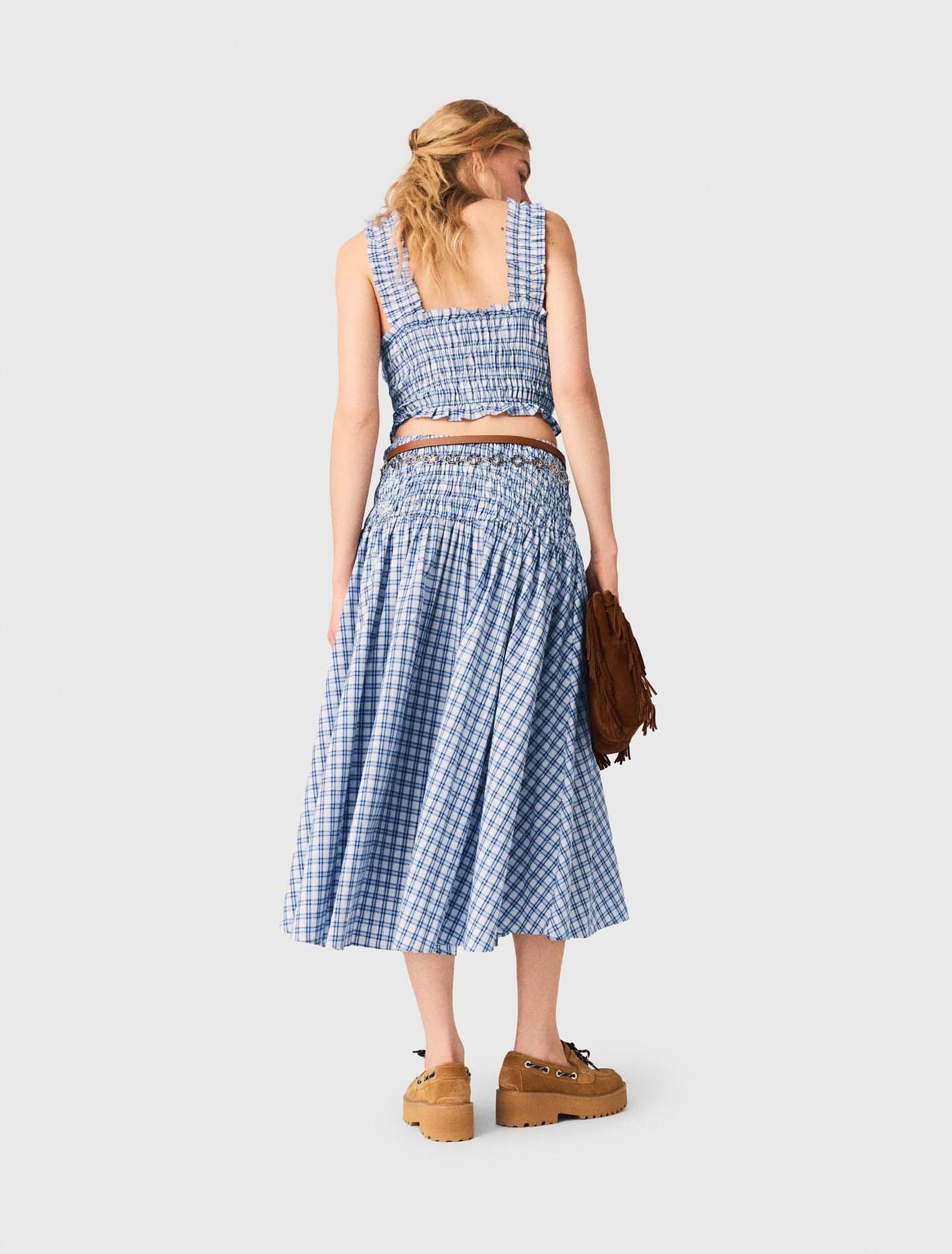 Top smock&eacute; en coton strass&eacute;