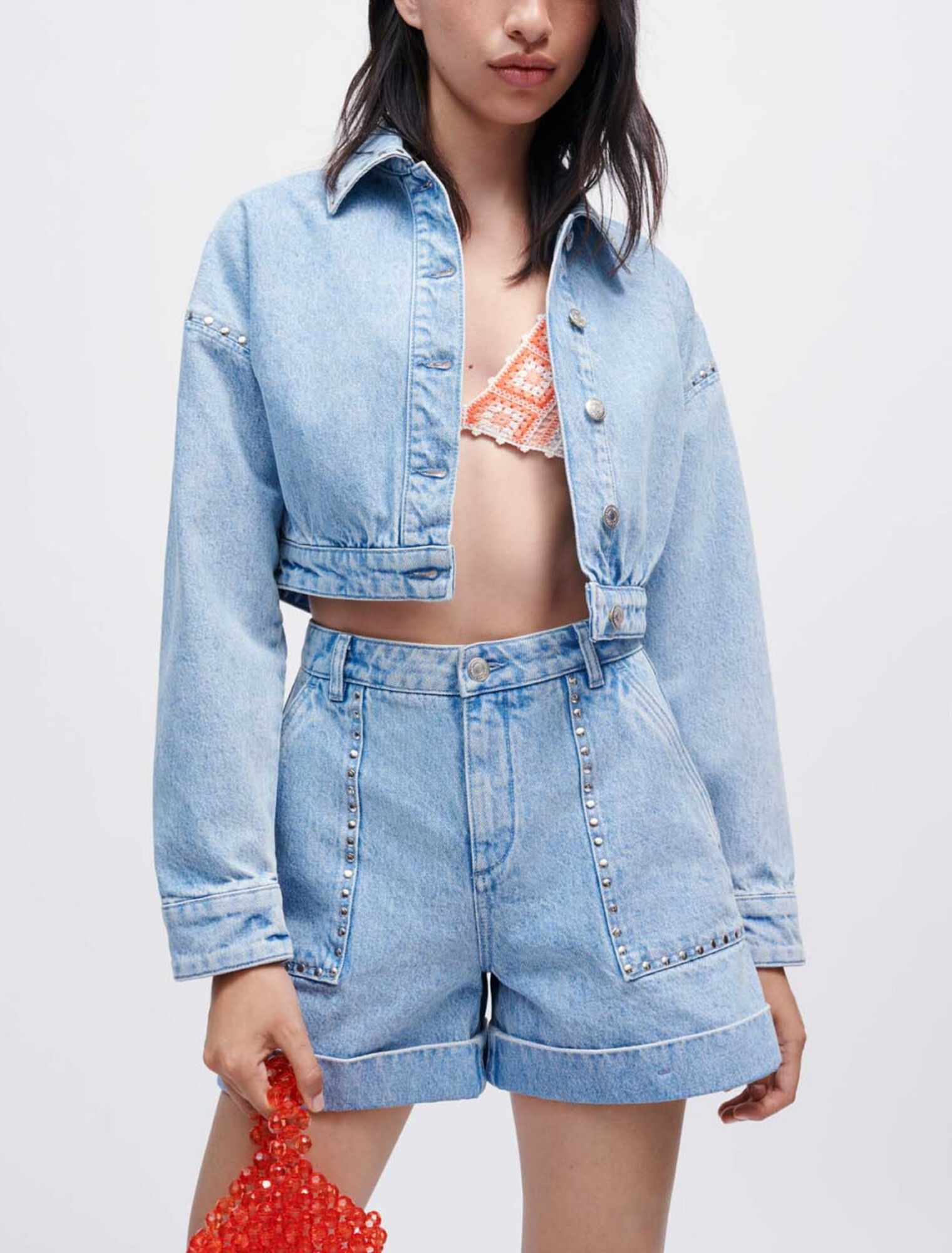 Blouson en jean à studs
