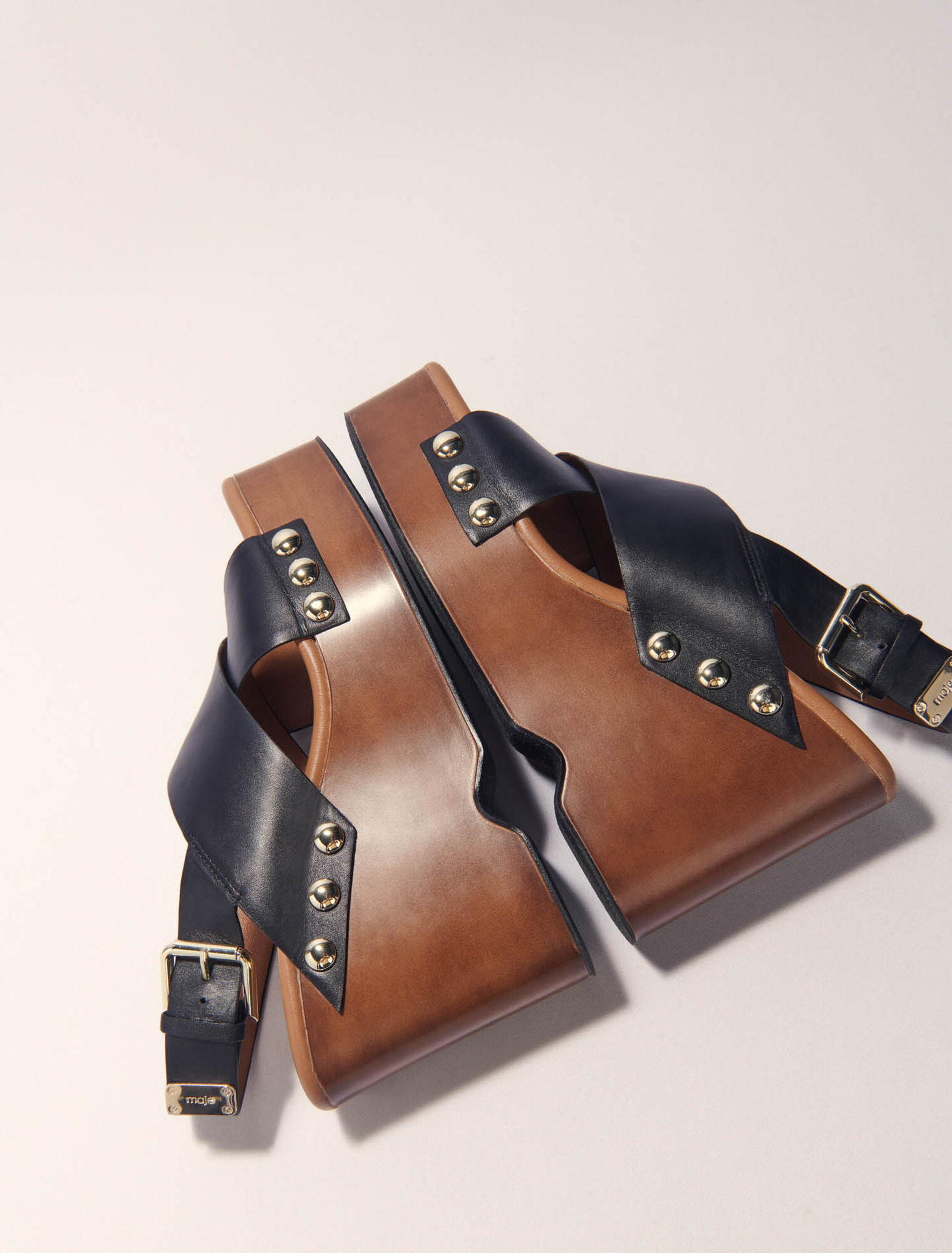 Sandales compensées en cuir