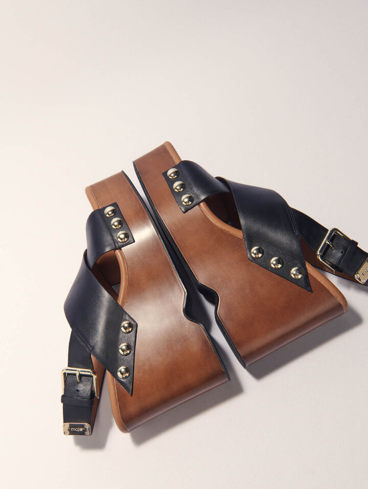 Sandales compensées en cuir