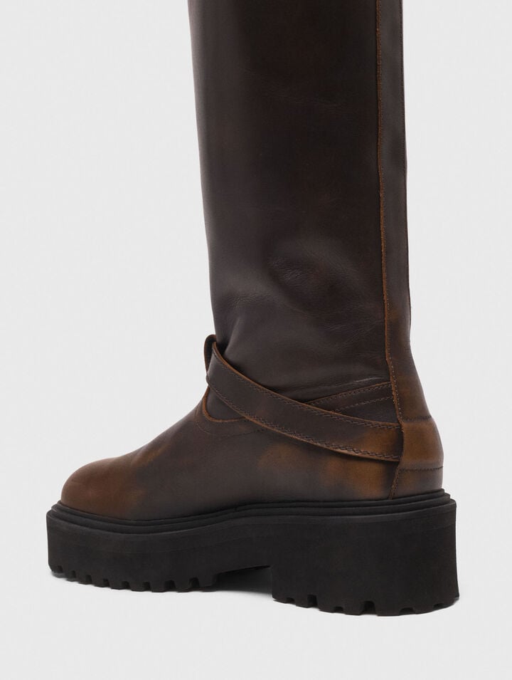 Bottes biker en cuir